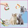 Cotton Rope Toys, 27.55Inches Color Blocking Cotton Rope Toys, Safe Cat Toys Teething Chew for Boredom and Stimulating - Orange+Yellow+Beige