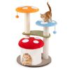 1PC 35 Inch Tall Cat Tower with Sisal Scratching Posts Cat Condo and Padded Platforms - Multicolor
