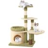 38 Inch Tall Multi-Level Aesthetic Kitten Tower with Condo and Bed - Green