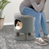 3-in-1 Cat Condo Stool Kitty Bed with Scratching Posts and Plush Ball Toy - Gray