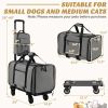 Rolling Cat Carrier with Dual-use Pads and Litter Bag - Gray
