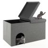 Cat Litter Box Enclosure Hidden Furniture with Urine Proof Litter Mat - GrayC