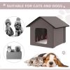 Heated Cat Houses for Outdoor and Indoor, Portable Kitty Shelter, Waterproof and Insulated, Brown - Brown