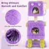 Cartoon Shape Themed Cat Tower with Soft Long Plush Decor - Purple & Green - Pet entertainment