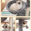 Cat Tree Tower with Scratching Platform & Hammock - Grey - Pet entertainment