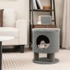 3-in-1 Cat Condo Stool Kitty Bed with Scratching Posts and Plush Ball Toy - Gray