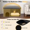 Cat Litter Box Enclosure Hidden Furniture with Urine Proof Litter Mat - GrayC