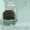 PawHut Cat Litter Box with Lid, Covered Litter Box, Easy to Clean & Open Including Openable Front Cover, Litter Scoop, Green - as Pic