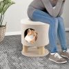 3-in-1 Cat Condo Stool Kitty Bed with Scratching Posts and Plush Ball Toy - Beige