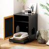 Pull-Out Cat Litter Box Enclosure & End Table Cabinet with Sisal Scratching Door - Light Oak