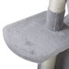 Double Level Cat Tree Stand House Furniture Kittens Activity Tower Posts Kitty Pet Play House - light gray - as Pic