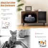 Cat Litter Box Enclosure with Double Door Cabinet - Black +Natural