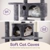 53 inch Multi-Level Cat Tree Cat Condo with Scratching Posts Kittens Activity Tower Pet Play House Furniture, Dark Grey - as picture