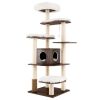 7-Layer Wooden Cat Tree Tall Cat Tower with Sisal Posts and Condo - Brown