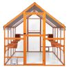 Wooden Cat Catio, Outdoor Large Cat Enclosure, Cat Playpen with Platforms, Sunshine Boards, Bridges, Condos, Orange - As Picture