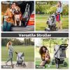 Folding Pet Stroller with Adjustable Canopy for Outdoor - Gray - pets supplies