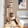 6-Tier Wooden Cat Tree with 2 Removeable Condos Platforms and Perch - Brown