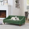 Durable Elevated Dog Sofa Bed,Pet sofa with modern irregular armrest design,Comfortable soft dog sofa-Green - as Pic