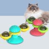 Spinning Catnip Cat Toy with Suction Cup & Groomer - pink