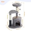 Cat Tree with Natural Sisal Rope Cat Toys for Indoor - Gray - Cat Tree