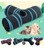 Cat 3-Way Tube Tunnels Collapsible Cat Play Tent Interactive Toy Maze with Balls and Bells - Pink