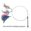 Cat supplies Simulated birds Interactive cat toys Funny feather birds and clock cat stick Kitten toys - Brown steel wire rod