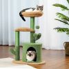 Cactus Cat Tree for Indoor Cat Tower Toy - Green - Pet entertainment