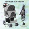 Folding Pet Stroller with Adjustable Canopy for Outdoor - Gray - pets supplies
