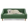 Durable Elevated Dog Sofa Bed,Pet sofa with modern irregular armrest design,Comfortable soft dog sofa-Green - as Pic