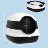 Dome Covered Cat Litter Box with Lid, White and Black - Black