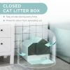 Hooded Cat Litter Box w/ Litter Mat, Litter Particle Catching, Light Blue - Light Blue
