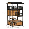 Wooden Outdoor Cat House, Feral Cat Shelter Kitten Condo with Asphalt Roof, Escape Doors, Condo, Jumping Platform, Yellow - Yellow