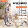 VEVOR Cat Tree 72" Cat Tower with 2 Cat Condos Sisal Scratching Post Light Grey - Default