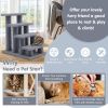 24 Inch 4-Step Pet Stairs Carpeted Ladder Ramp Scratching Post Cat Tree Climber - Gray