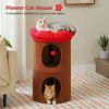 Cylindrical Flower-Shaped Cat House for Home Decor - Brown - L