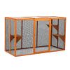 Detachable Cat Enclosure with Waterproof Roof and 3 Jumping Platforms, Orange - As Picture