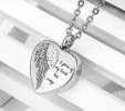 Heart Angel Wings Pet Ashes Urn Necklace – Silver Stainless Steel