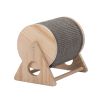 Wooden Cat Scratching Post, 360-Degree Rotating Cat Scratcher Toy with Bells for Indoor Cats and Kittens, Natural - Natural