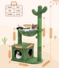 Indoor with Large House Natural Sisal Rope Cactus Cat Tree Condo - Green - Pet entertainment