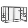 Spacious wooden cat cage with waterproof roof with adjustable pedals suitable - gray - As Pic