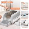 VEVOR 6 in Deep Cat Litter Box Odor-Free Litter Box with Filtering Foot Board - Light Gray