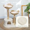 37 Inch Modern Cat Tree w/ Wooden Scratching Posts, Condo, Beds, Cushions, Toy Balls & Anti-Tip Kit - Cream White