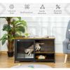 Wooden Cat Crate, Furniture Style Dog Cage, Puppy Kennel Indoor, End Table Pet House with Cushion and Sliding Doors, Rustic Brown - Rustic Brown