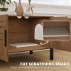 Cat Litter Box Enclosure with Tall Legs, Scratching Board, Dark Brown, 31.5"L x 17.7"W x 19.7"H - Brown