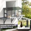 Wooden Cat Catio, Outdoor Cat Enclosure Window Perch with Jumping Platform, for Safely Enjoying Outdoor Sights, Gray - Gray