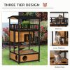 Wooden Outdoor Cat House, Feral Cat Shelter Kitten Condo with Asphalt Roof, Escape Doors, Condo, Jumping Platform, Yellow - Yellow