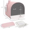 Cat Litter Box with Lid with Scoop and Filter, Pink - Pink