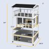 Wooden Outdoor Cat House with Asphalt Roof, Escape Doors, Condo, Jumping Platform, Light Gray - Light Gray