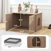 Hidden Cat Litter Box Enclosure with Ventilated Door, Cat Hole, Cat Washroom, Indoor Cat House, Walnut - Walnut