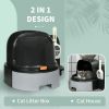 Cat Litter Box Easy to Clean Open with Scoop, Gray - Gray